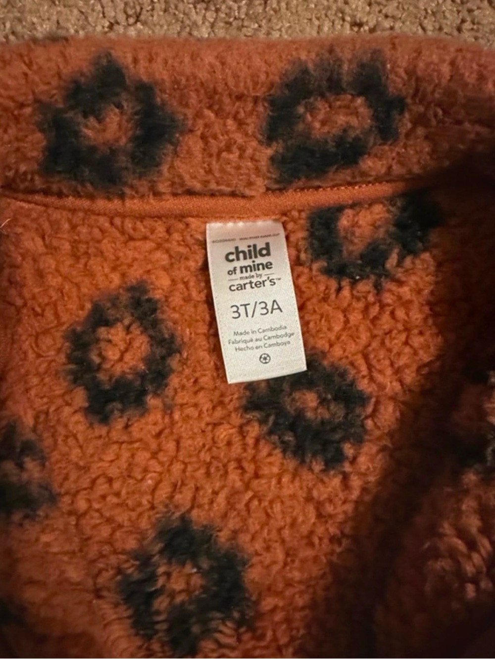 Carter's Orange Sherpa Vest with Black Spot Pattern - Picture 2 of 3